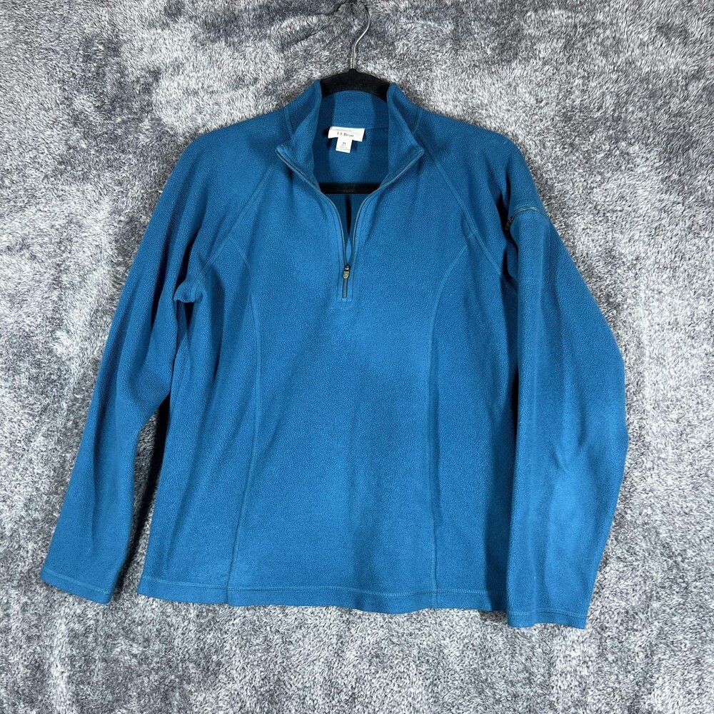 LL Bean Sweatshirt Womens Medium Half Zip Fleece Jacket Outdoors Hiking 247229